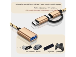 Adaptador Otg 2 Em 1 Usb 3.0 Para Tipo-c/micro Usb, Conversor Para Rato, Teclado E Gamepad.