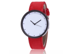 Relógio de casal casual Zhoulianfa com pulseira de couro PU, mostrador redondo e movimento de quartzo.
