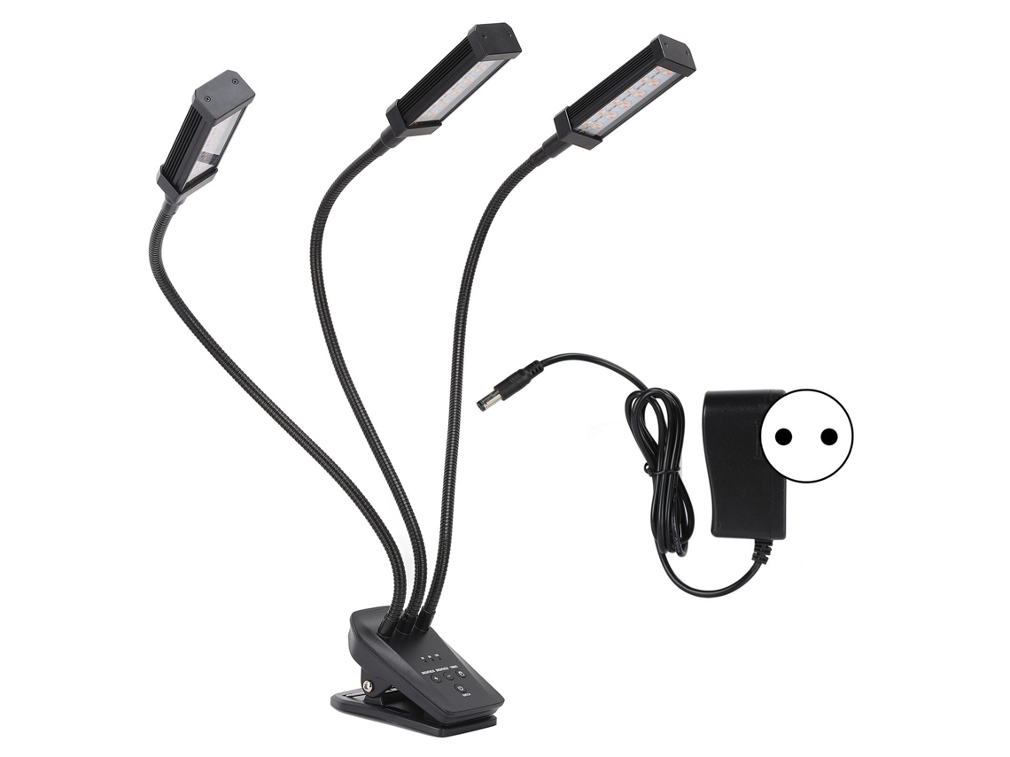 Luz De Crescimento Led Ajustável 3 Cabeças Com Timer Eu Preto