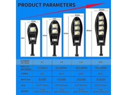 2026 luz Solar Exterior Led 8000mah Impermeável Ângulo Ajustável com Sensor Pir Controle Remoto para Jardim Parede 1000w