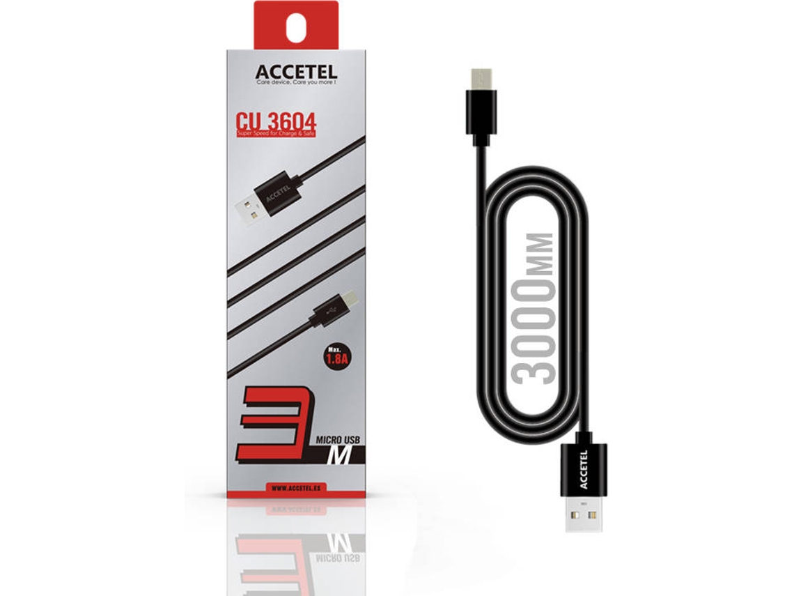 Cabo ACCETEL (Type-C - 3 m - Preto)