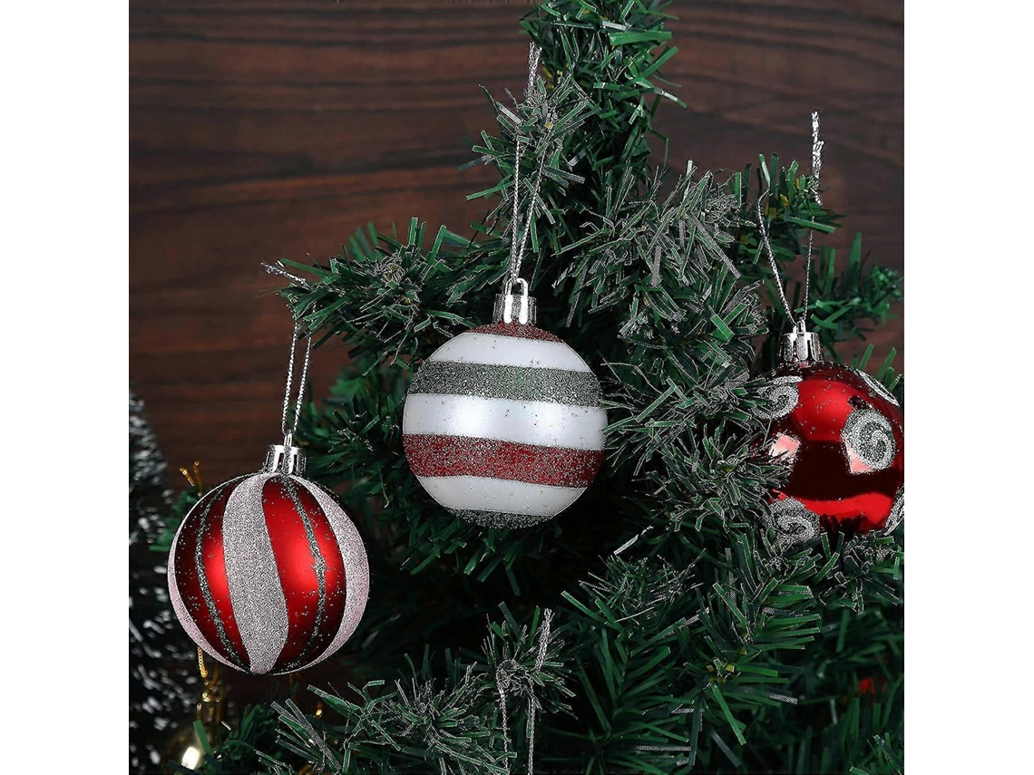 Conjunto De 30 Bolas De Natal Em Plástico De 6 Cm