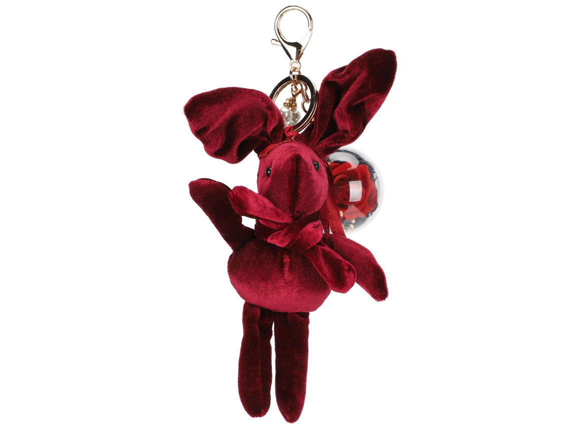 Chaveiro Coelho Fofo Flor Decoração Presente Bag Burgundy