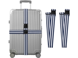 Conjunto De 2 Cintas Bagagem Resistentes E Ajustáveis, Com Listras Horizontais Azuis E Brancas, Para Malas De Viagem E