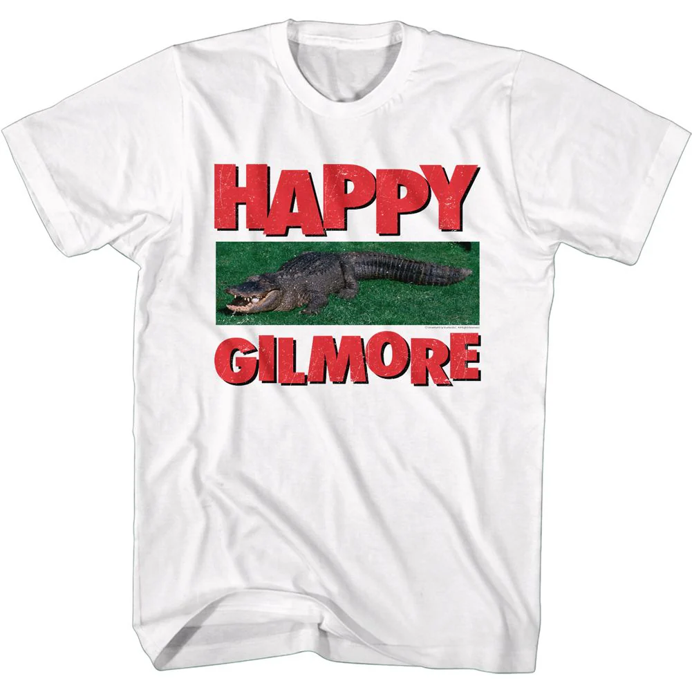 Unisex Adult T-shirt Rockinstone Happy Gilmore Gator White Sizem