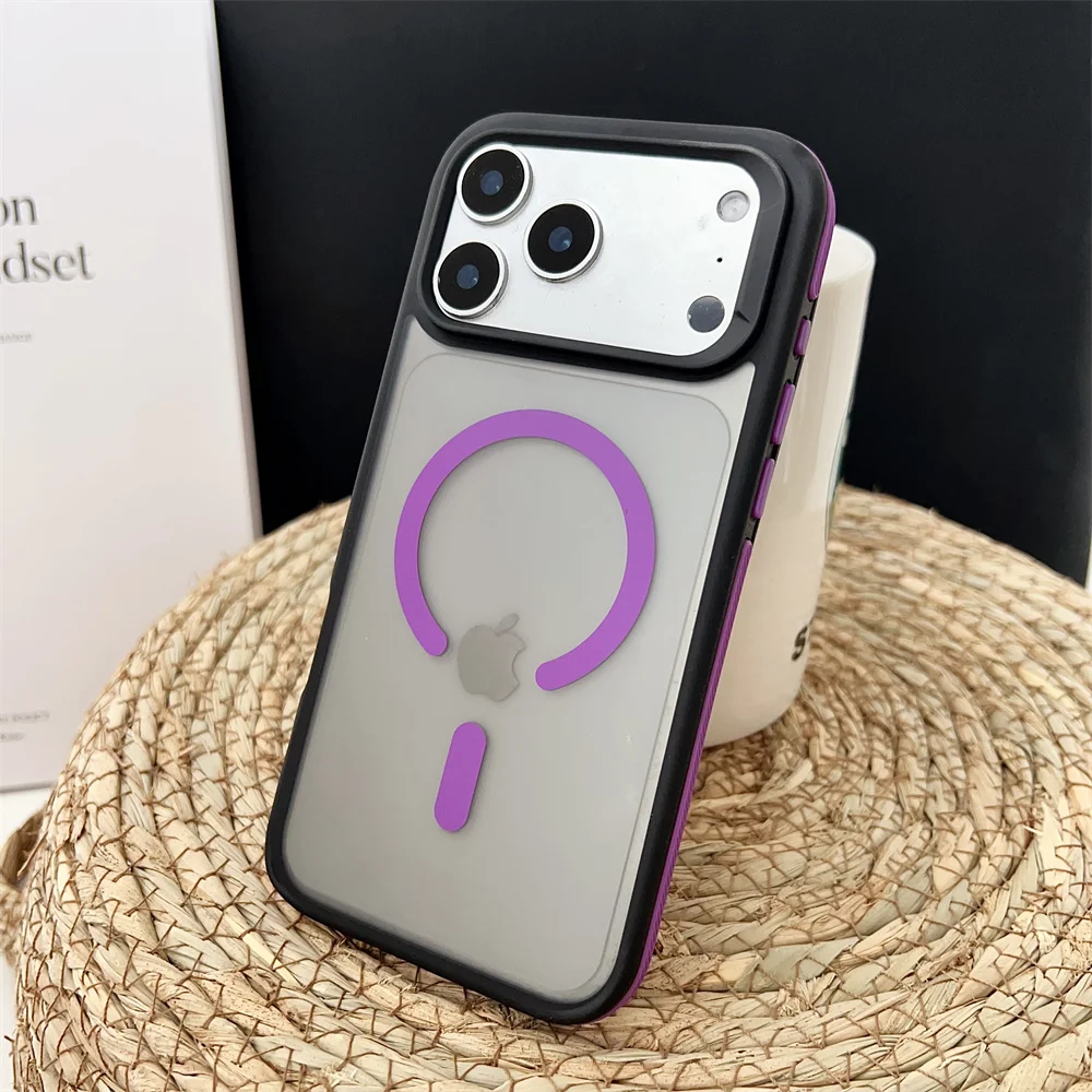 (iphone 17 Pro, Roxo) Capa Magnética Fosca À Prova De Choque Para Iphone, Compatível Com Carregamento Sem Fio Magsafe.