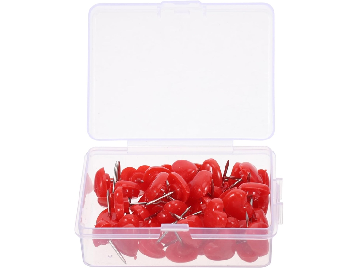 Zerodeko Conjunto De 50-tachinhas Vermelhas Em Formato Coração Plástico Para Quadros Cortiça E Paredes, Decorativas E