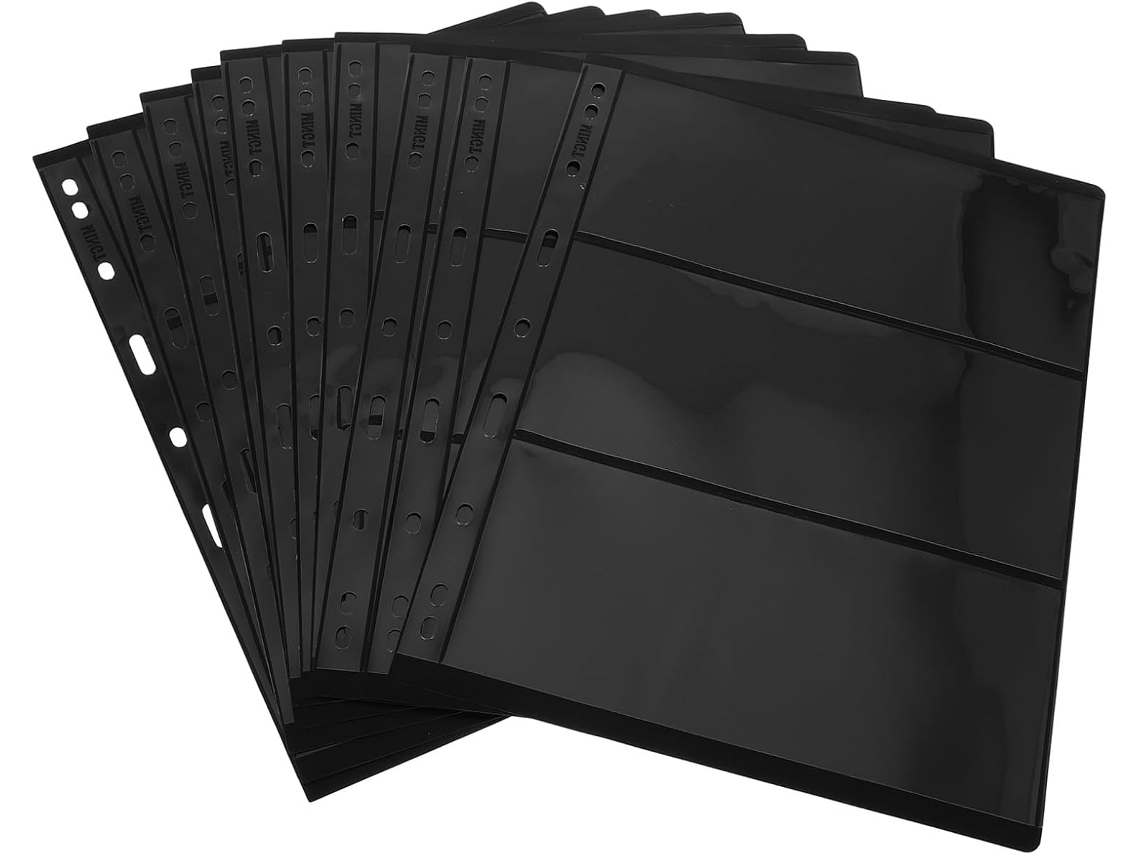 Toyandona Design À Feuilles Mobiles Para Rangement Élégant 9 Trous 3 Rangées Double - Face 10 Feuilles Noires
