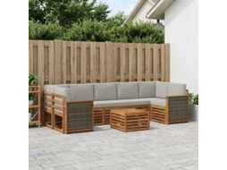 Vidaxl Conjunto De Sofás Para Exterior 8 Pcs Natural E Cinzento-claro