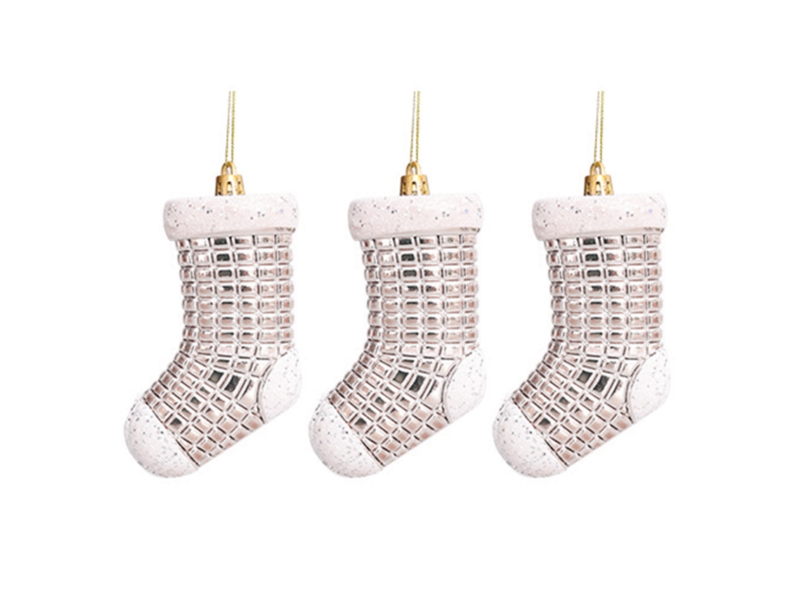 Laxiscreed Kit De 3 Meias De Natal Decorativas Em Plástico Com Detalhes Electropletados