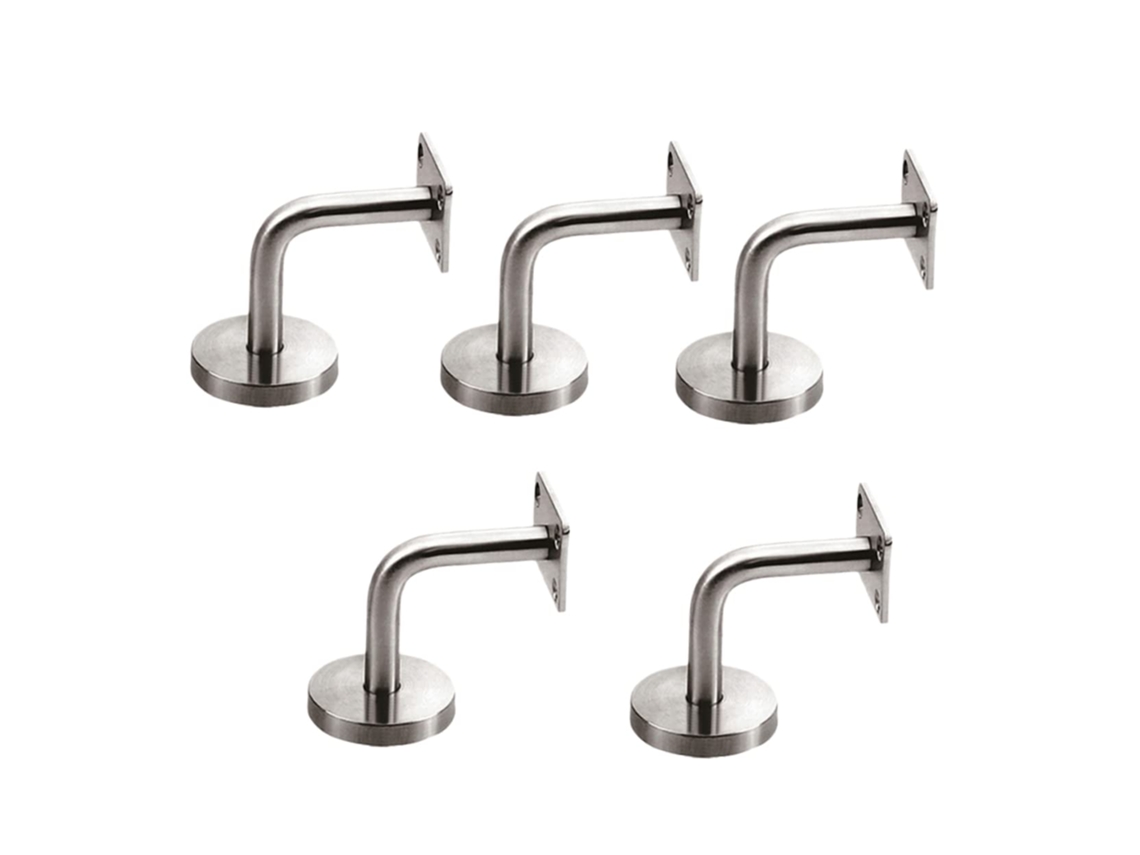 Conjunto De 5 Suportes De Parede Em Aço Inoxidável Para Corrimãos Sólidos