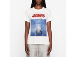 Rockinstone Jaws Movie Outlined Poster White Adult T-shirt Size:m