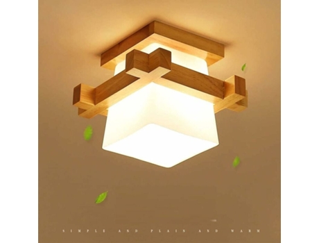 Luminária De Teto Moderna Em Madeira E27 Para Corredor, Varanda Ou Hall Nernnernv