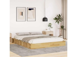 Vidaxl Estrutura De Cama Sem Colchão 135x190 Cm De Madeira De Carvalho