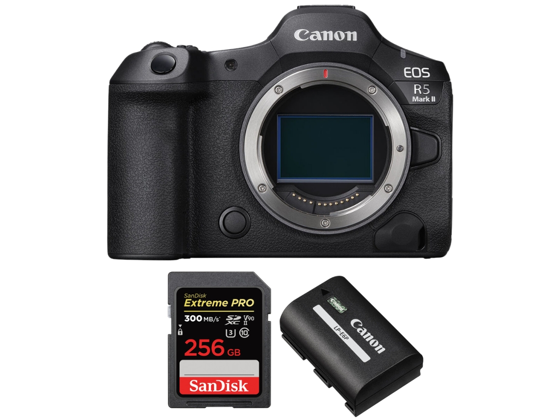 Eos R5 Mark Ii + 1 Sandisk 256gb Uhs ii 300mb/s + 1 Canon Lp e6p + Ebook “20 Dicas para Fotos Que Impressionam” CANON