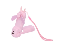 Ventilador Portátil Carregável com Lanterna Mini Rosa