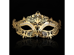 Máscara De Mascarada De Metal Shiny Venetian Para Festas E Bailes Prata Dourado