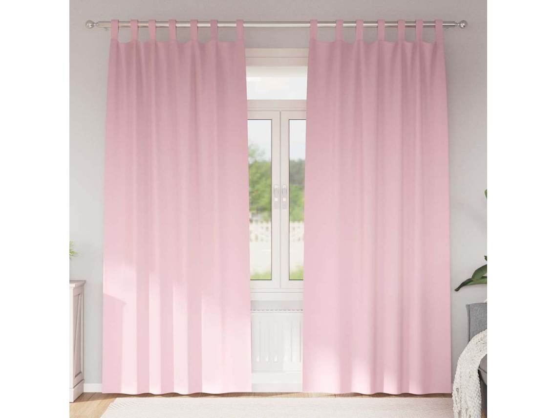 Vidaxl Cortinas Blackout Com Argolas 2 Pcs Rosa Bebé 245 X 140 Cm