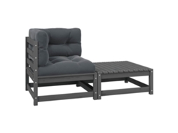 Vidaxl 2 Pcs Conj. Lounge De Jardim C/ Almofadões Pinho Maciço Cinza