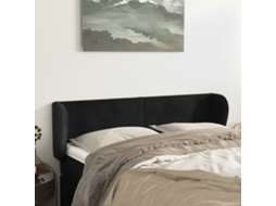Cabeceira de cama c/ abas veludo 147x23x78/88 cm preto