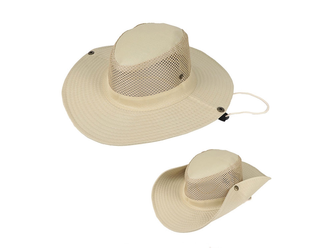 Boné de pesca com proteção solar e contra o vento, ajustável, com elástico, estampa geométrica.