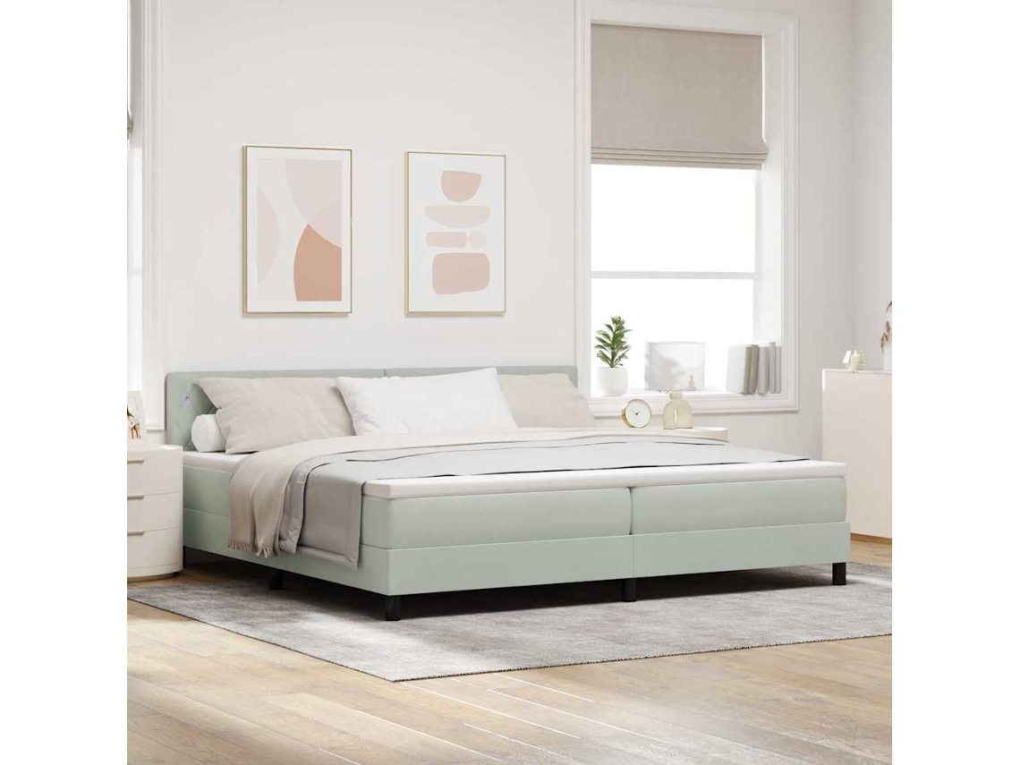 Vidaxl Cama Box Com Colchão Cinzento-claro 200 X 200 Cm Veludo