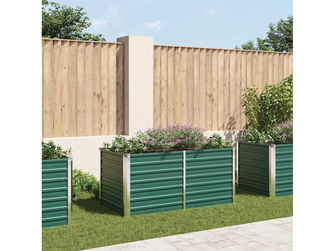 Vidaxl Canteiro De Jardim Elevado 160x80x77cm Aço Galvanizado Verde