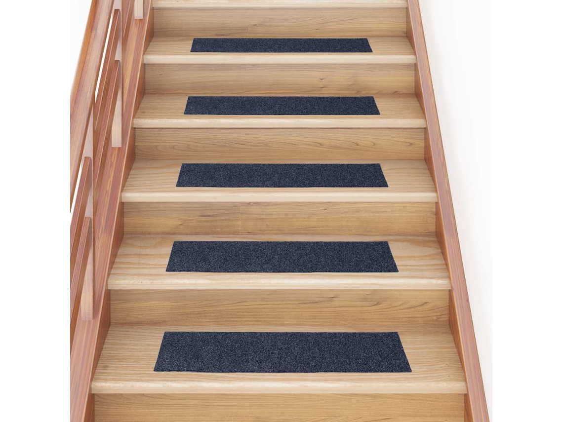 Vidaxl Tapetes De Escada Autoadesivos 30 Peças 76x20 Cm Cinza Azul Retangular