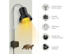 Rebe-lâmpada De Calor 25w Com Suporte Uva Uvb Para Répteis, Lagartos, Tartarugas E Serpentes Com Clip Giratório 360° E Adaptador De Energia