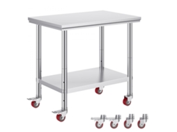 Mesa Inox Profissional Com Rodas E Prateleira Ajustável Tekmaquinas
