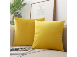 Rebe funda de Almofada Quadrada de Veludo Suave, Cor Sólida, 40x40 Cm, Decorativa, Antirrugas, Sem Recheio, Amarelo Perfume