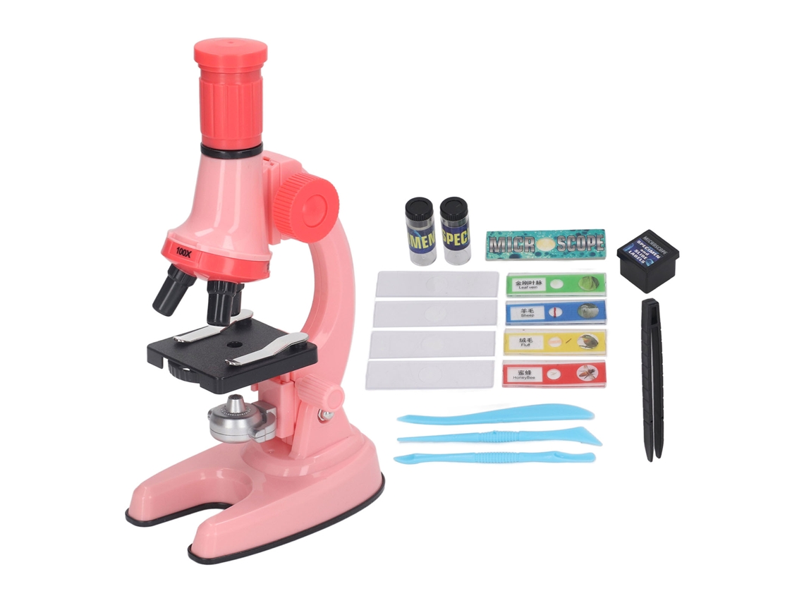 Microscópio Infantil com Imagem Nítida, Brinquedo Educativo Científico com Lupa e Luz Led Rosa BRILVIBERA
