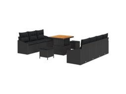 Conjunto 10 Conjunto De Sofás Para Exterior Vidaxl Preto Vime Pe (80 X 80 X 71 Cm)