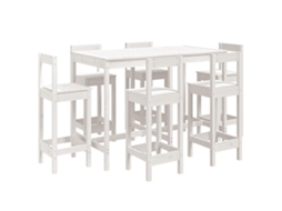7 Pcs Conjunto de Bar para Jardim Pinho Maciço Branco MAISON EXCLUSIVE
