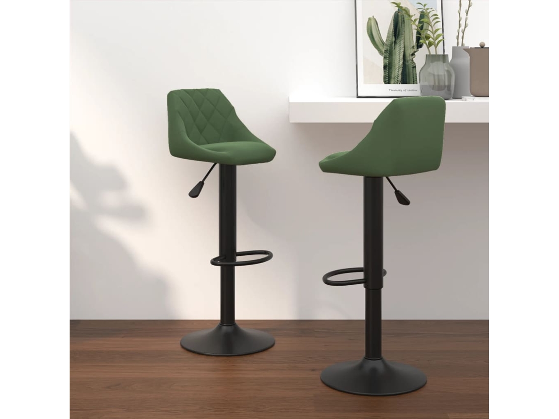 Vidaxl Bancos De Bar 2 Pcs Veludo Verde-escuro