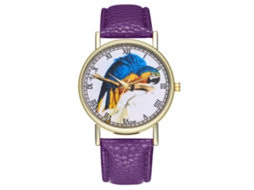 Relógio de casal Zhoulianfa Quartz com pulseira de PU e mostrador redondo (roxo)