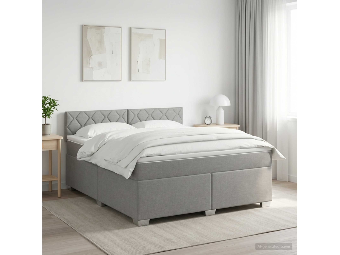 Vidaxl Cama Box Spring Com Colchão Cinzento-claro 140 X 200 Cm Tecido