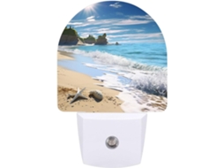 Luminária De Parede Quarto, Banheiro, Corredor, Luz Noturna, Estampa De Praia, Com Plugue, Sensor Crepuscular
