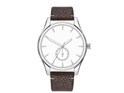 Relógio masculino moderno, pulseira simples em couro PU, mostrador redondo, quartzo marrom escuro.