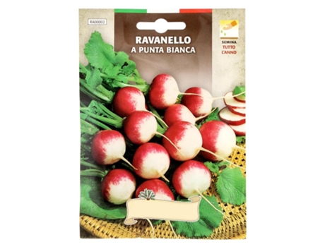 Semillas huerto rabano rojo grande. rabanito punta blanca  (raphanus sativus radiciula)