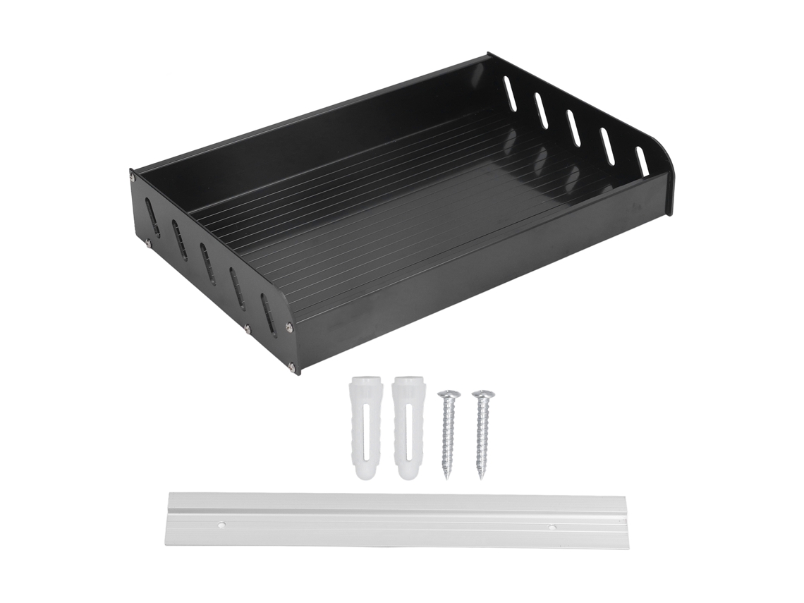 Prateleira de temperos preta, 30x20cm, com guardrail | S/MARCA