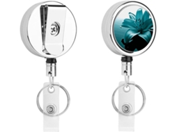 Porta Crachá Retrátil em Formato Lírio Azul Gasolina, Suporte para Crachá de Enfermagem Divertido com Clipe, Suporte para Crachá de Enfermagem