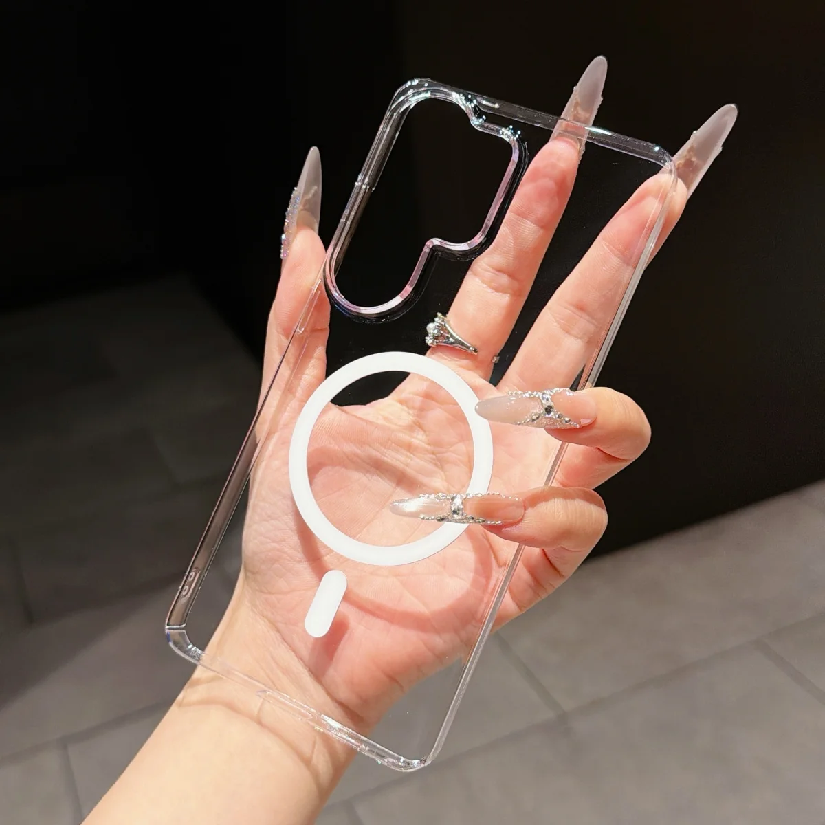 Capa Magnética Magsafe Transparente Ultrafina Para Celular (samsung S24 Plus Branco).
