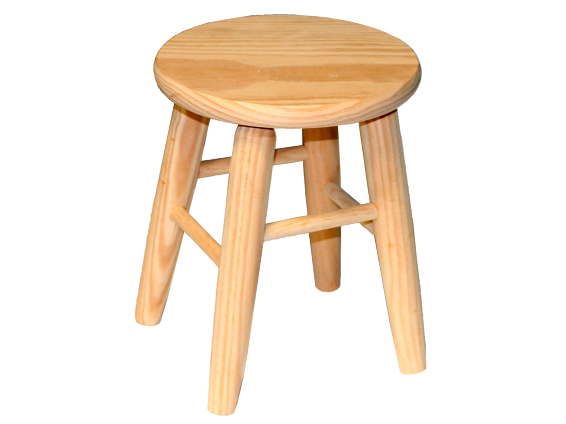 Banqueta Redonda De Madeira Tradineur, Banco De Madeira Natural Não Tratada Com Apoio Para Os Pés, Assento Para Crianças, Casa, Cozinha, Sala De Acan