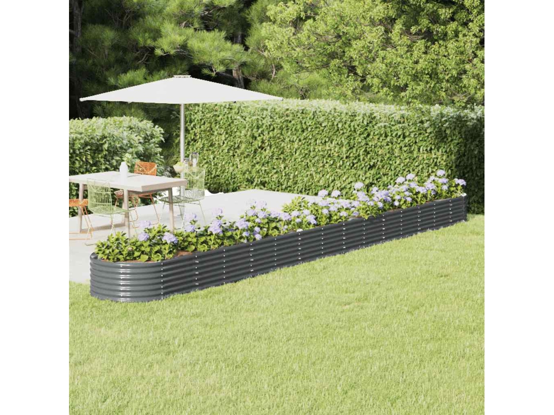 Vidaxl Canteiro Elevado Jardim 620x80x36 Aço Galvanizado Antracite