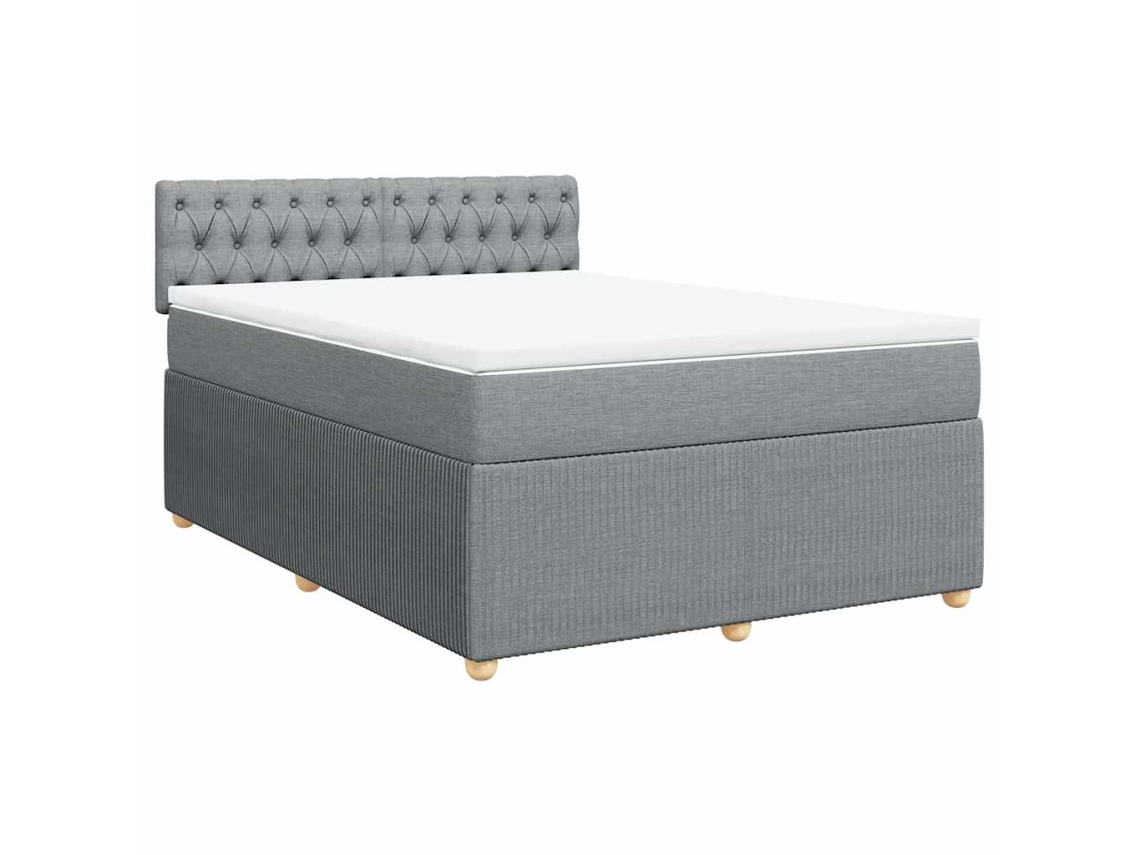 Cama com Molas e Colchão Tecido Cinzento Claro MAISON EXCLUSIVE (140x190 cm)