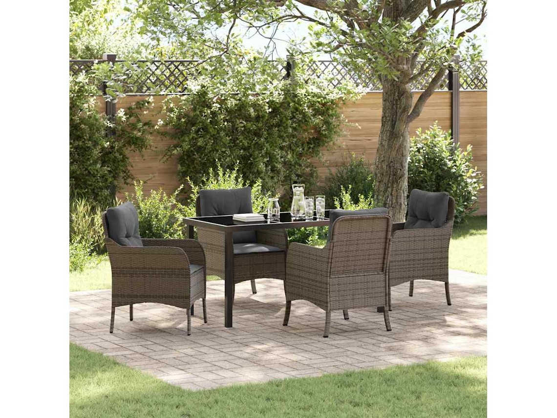 Vidaxl Conjunto De Jantar Para Jardim 5 Unid. Cinzeto Vime Pe