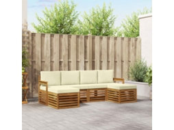 Vidaxl Conjunto De Sofás Para Exterior 6 Unid. Natural E Creme
