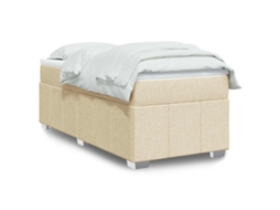 Vidaxl Cama com Molas/colchão 100x200 Cm Tecido Cor Creme