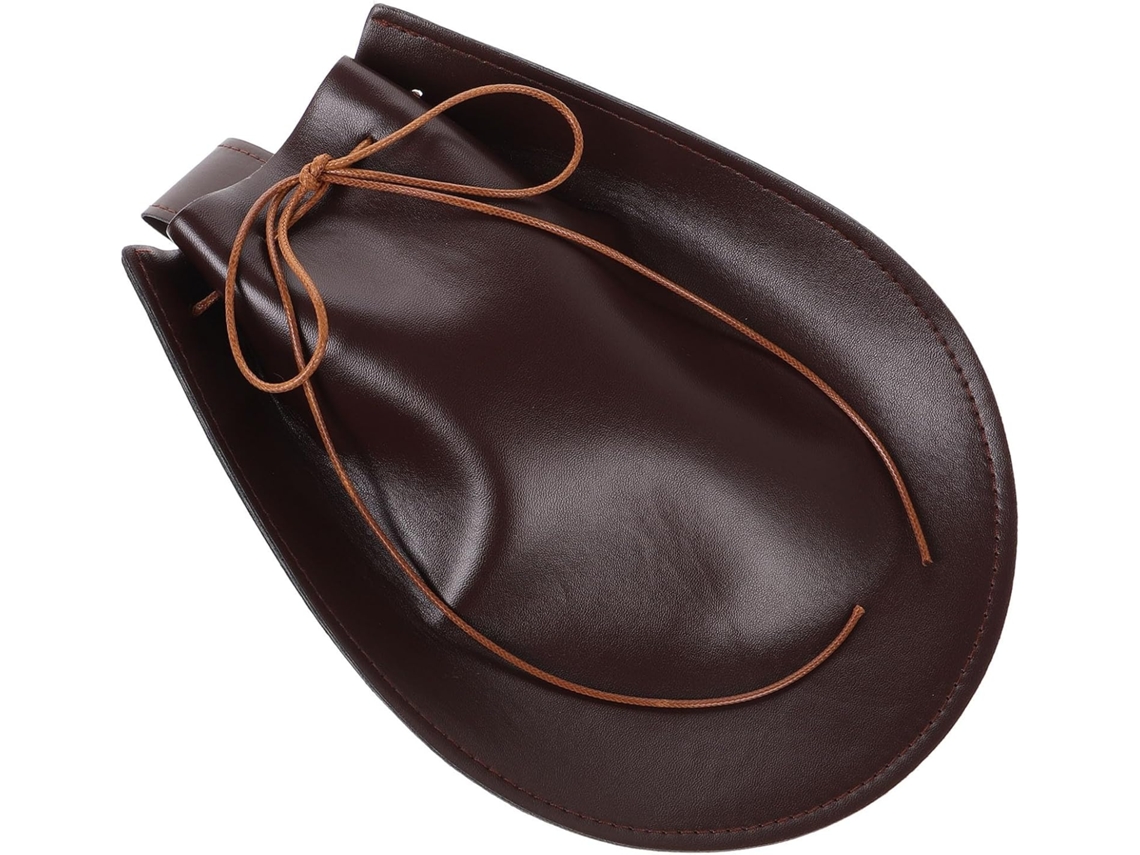 Mochila Medieval Renascentista Em Couro Pu Marrom Para Homens, Grande Capacidade Com Cordão, Ideal Para Reconstituições Históricas.